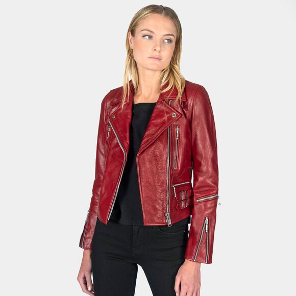 NWT Straight to Hell Defector Leather Jacket in Burgundy - S - Picture 3 of 14